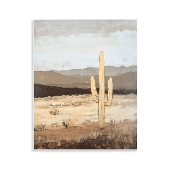 Stupell Industries Neutral Western Scene with Cactus Wall Plaque Art, design by Franklyn Gregory