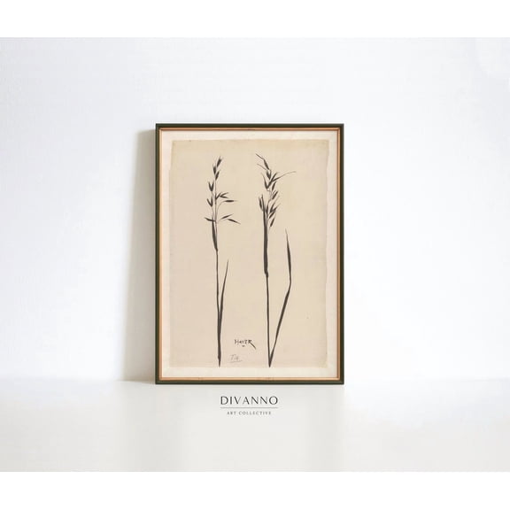 Neutral Wildflower Botanical Pattern Poster, Unframed Size 12x18