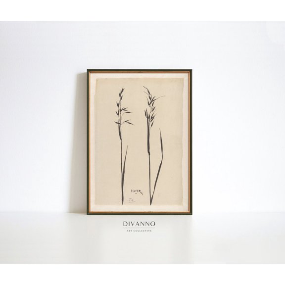 Neutral Wildflower Botanical Pattern Poster, Unframed Size 8x12