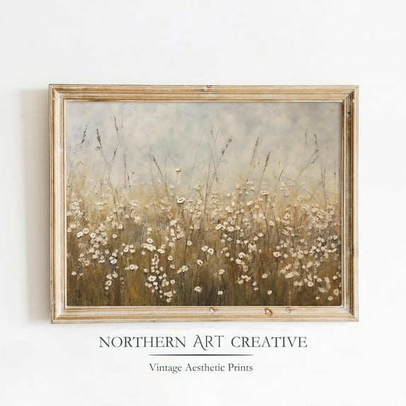Neutral Wildflowers Vintage Wildflowers Wall Art Neutral Print Spring Decor Wall Art Cottage Core Decor Summer Print Home Decor #2547, Stretched Canvas Size 8x12