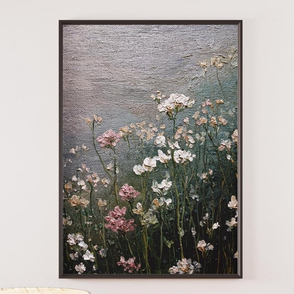 Neutral Wildflowers Wall Art, Rustic Botanical Print With White Flowers, Vintage Nature Decor For Living Room Home Decor #2537, 24x36 UNFRAMED