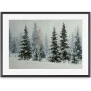 Neutral Winter Forest Landscape Poster- Snowy Christmas Trees Printable, Rustic, Matte Canvas Stretched, Posters for Room Bedroom Living Room Bathroom Wall Decor, Posters & Art Prints, Gift.