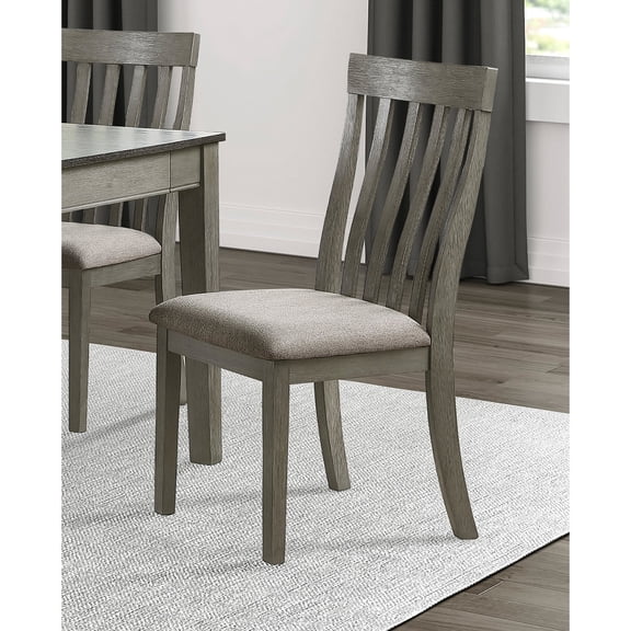 Neutral tone fabric, wood frame chairs / Useful in dining room, easy to assemble
