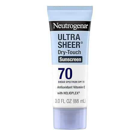 Neutrogeena. Ultra Sheer Dry-Touch Water Resistant and Non-Greasy Sunscreen Lotion with Broad Spectrum SPF 70, 3 Fl Oz (Pack of 1)