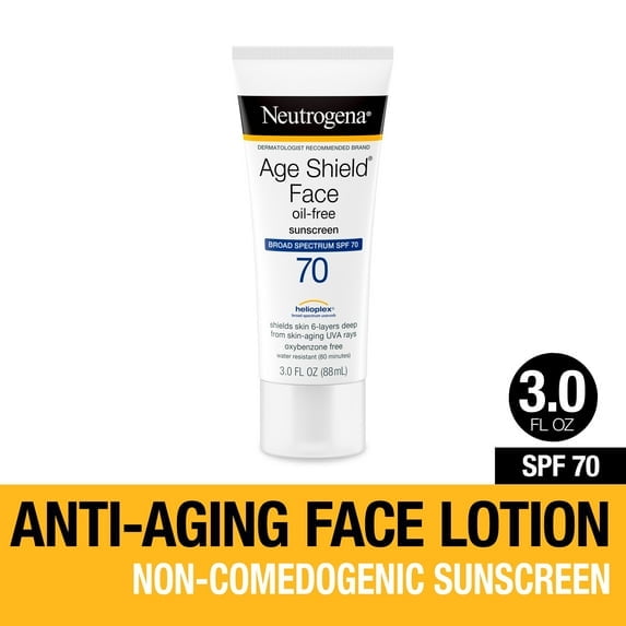 Neutrogen Age Shield Face Oil-Free Sunscreen, SPF 70 Sunblock, 3 fl oz