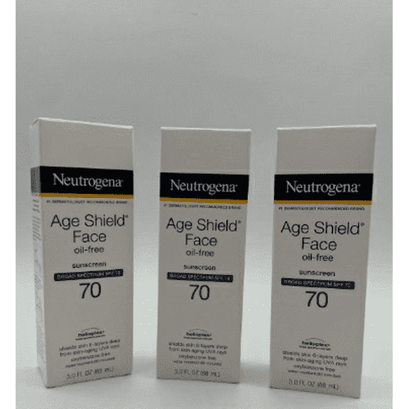 Neutrogena Age Shield Anti-Oxidant Face Lotion Sunscreen with Broad Spectrum SPF 70, Oil-Free & Non-Comedogenic Moisturizing Sunscreen to Prevent Signs of Aging, 3 fl. oz (Pack of 3)