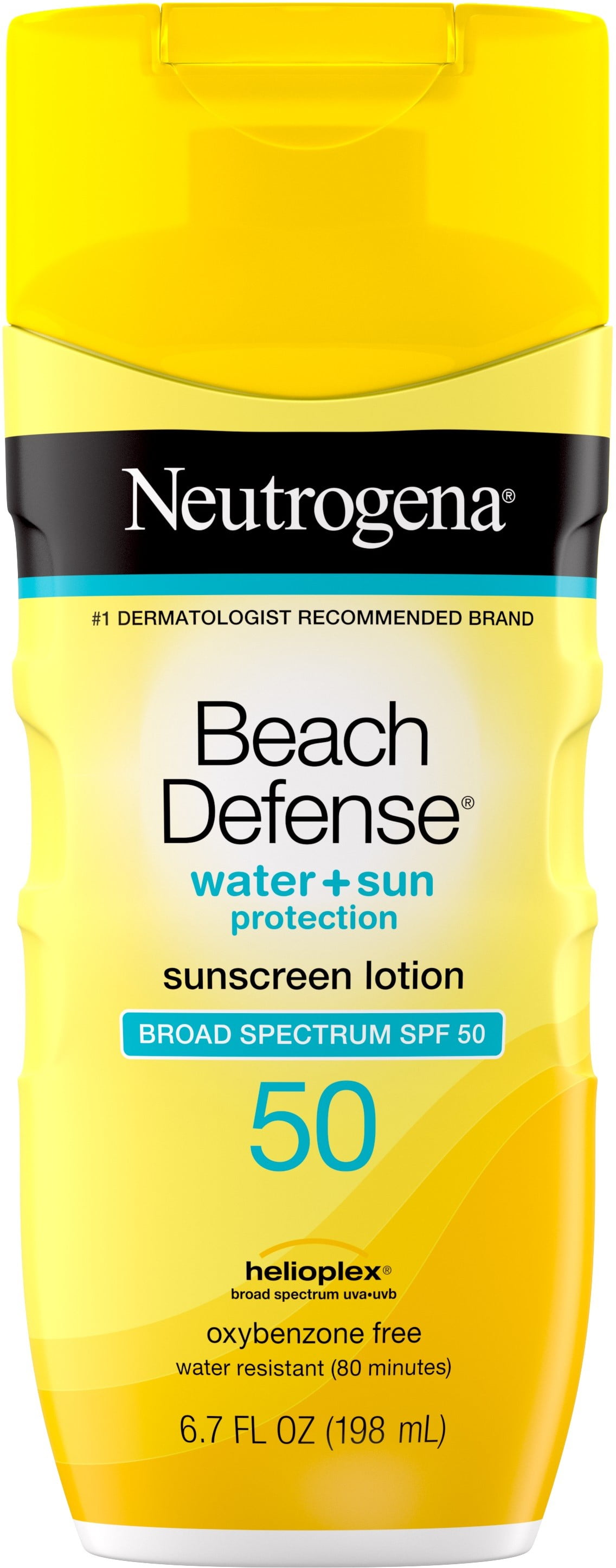 Neutrogena Beach Defense Water Resistant Sunscreen Body Lotion SPF 50, Oil-Free Lightweight Oxybenzone-Free Sun Protection 6.7 oz (Pack of 4)