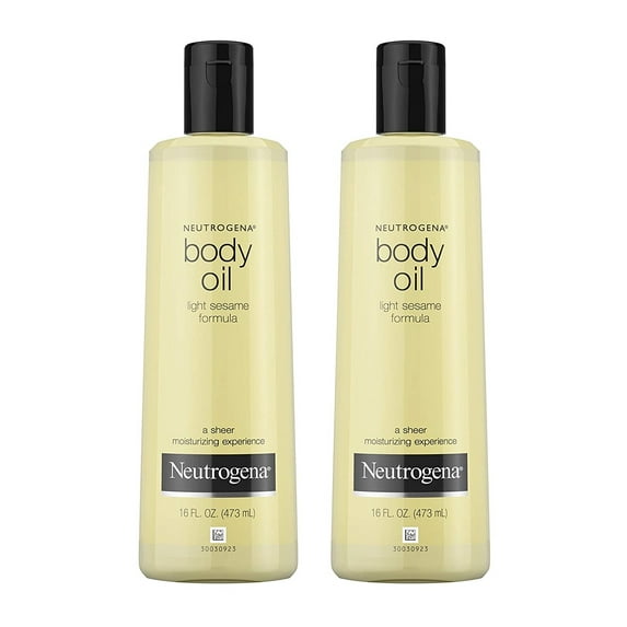 Neutrogena Body Oil Light Sesame Formula, Dry Skin Moisturizer and Hydrating Body Massage Oil for Radiant and Healthy Looking Glow, Nourishing Oil for Sheer Moisture, Twin Pack, 2 x 16 f