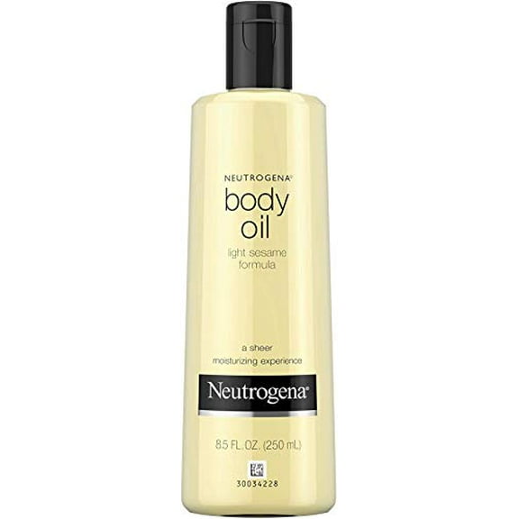 Neutrogena Body Oil Light Sesame Formula, Dry Skin Moisturizer & Hydrating Body Massage Oil, for Radiant & Healthy Looking Glow, Nourishing Bath Oil for Sheer Moisture, 8.5 fl. oz