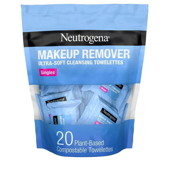 Neutrogena Cleansing Makeup Remover Wipes, Individually Wrapped Facial Wipes, 20 Count