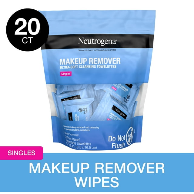Neutrogena Cleansing Makeup Remover Wipes, Individually Wrapped, 20Ct