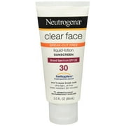 نيوتروجينا Clear Face Liquid Lotion واقي من الشمس للبشرة المعرضة للحب ، الطيف العريض Spf 30 ، 3 Fl. اوز.