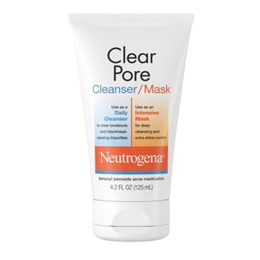 Neutrogena Clear Pore 3.5% Benzoyl Peroxide Face Wash & Acne Treatment Mask, 4.2 fl oz