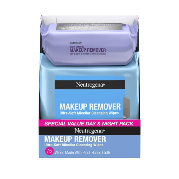 Neutrogena Day & Night Makeup Remover Cleansing Wipes, 3 x 25 Count