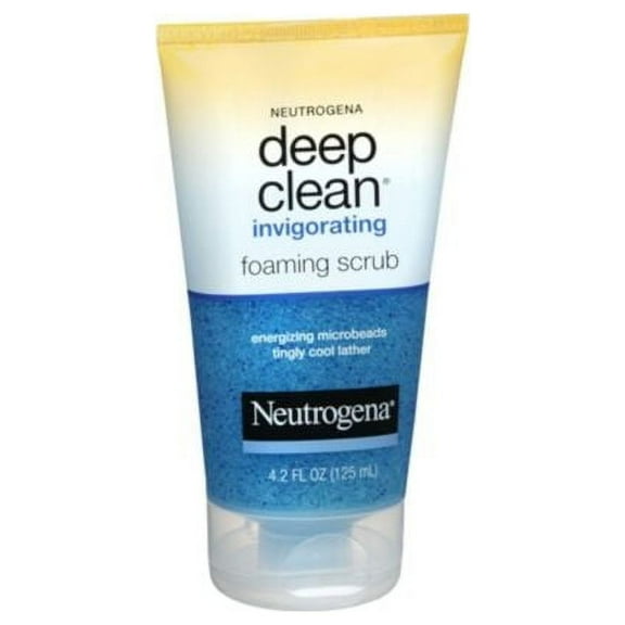 Neutrogena Deep Clean Invigorating Foaming Facial Scrub with Glycerin, Cooling & Exfoliating Gel Face Wash to Remove Dirt, Oil & Makeup, 4.20 oz (Pack of 3)