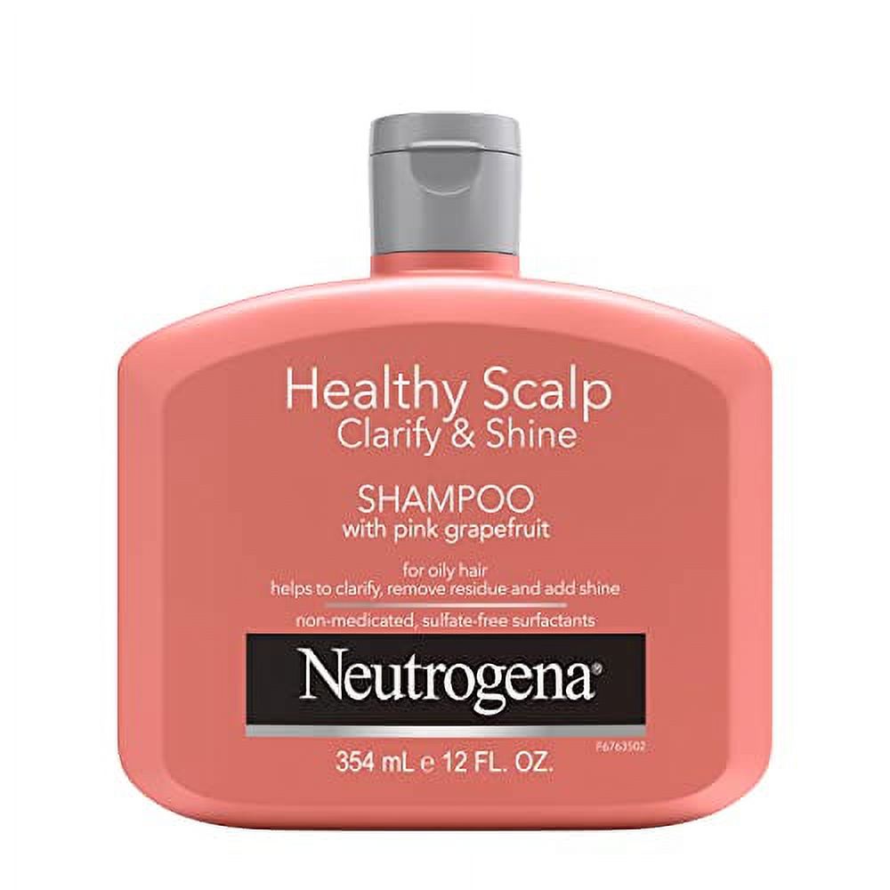 Neutrogena Exfoliating Healthy Scalp Clarify & Shine Shampoo for Oily Hair and Scalp, Anti-Residue Shampoo with Pink Grapefruit, pH-Balanced, Paraben & Phthalate-Free, Color-Safe, 12oz - image 1 of 3