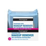 Neutrogena Fragrance Free Makeup Remover Wipes, Face Cleansing Towelettes, 25 Count, 2 Pack