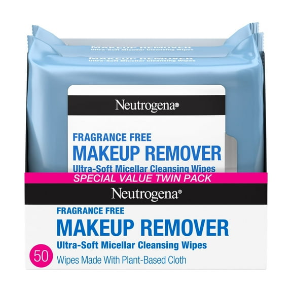 Neutrogena Fragrance Free Makeup Remover Wipes, Face Cleansing Towelettes, 25 Count, 2 Pack