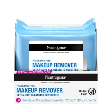 Neutrogena Fragrance Free Makeup Remover Wipes, Face Cleansing Towelettes, 25 Count, 2 Pack