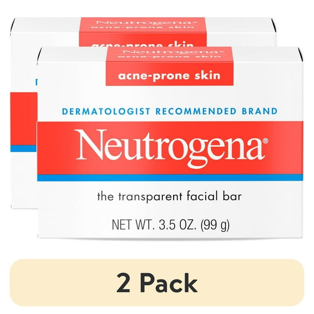 (2 pack) Neutrogena Glycerin Facial Cleansing Bar for Acne-Prone Skin, 3.5 oz