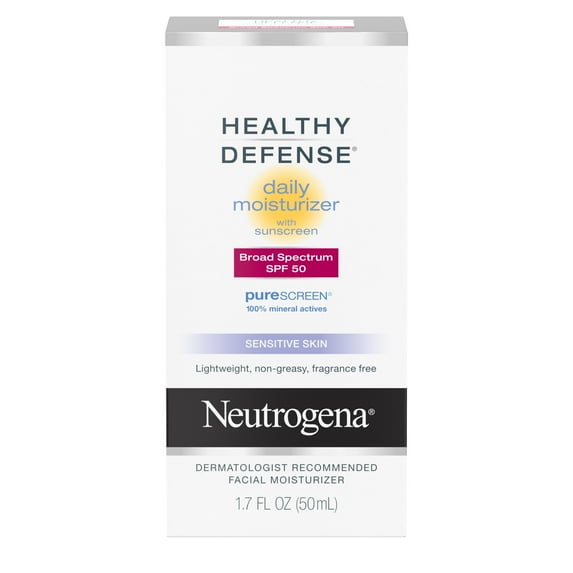 Neutrogena Healthy Defense Daily Moisturizer, 100% Mineral Actives, SPF 50, 1.7 fl. oz