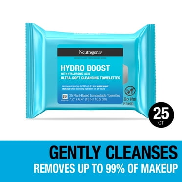 Neutrogena Hydro Boost Makeup Remover Wipes & Face Cleansing Towelettes, 25 Count
