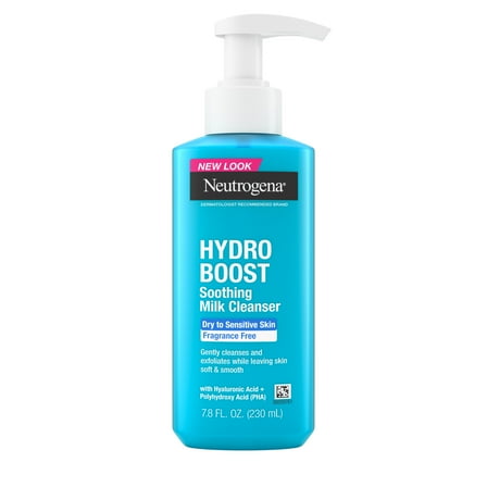 Neutrogena Hydro Boost Soothing Milk Facial Cleanser, Hyaluronic Acid Face Wash, 7.8 oz