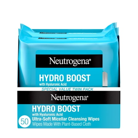 Neutrogena HydroBoost Makeup Remover Face Wipes & Cleansing Towelettes, 25 Count, 2 Pack