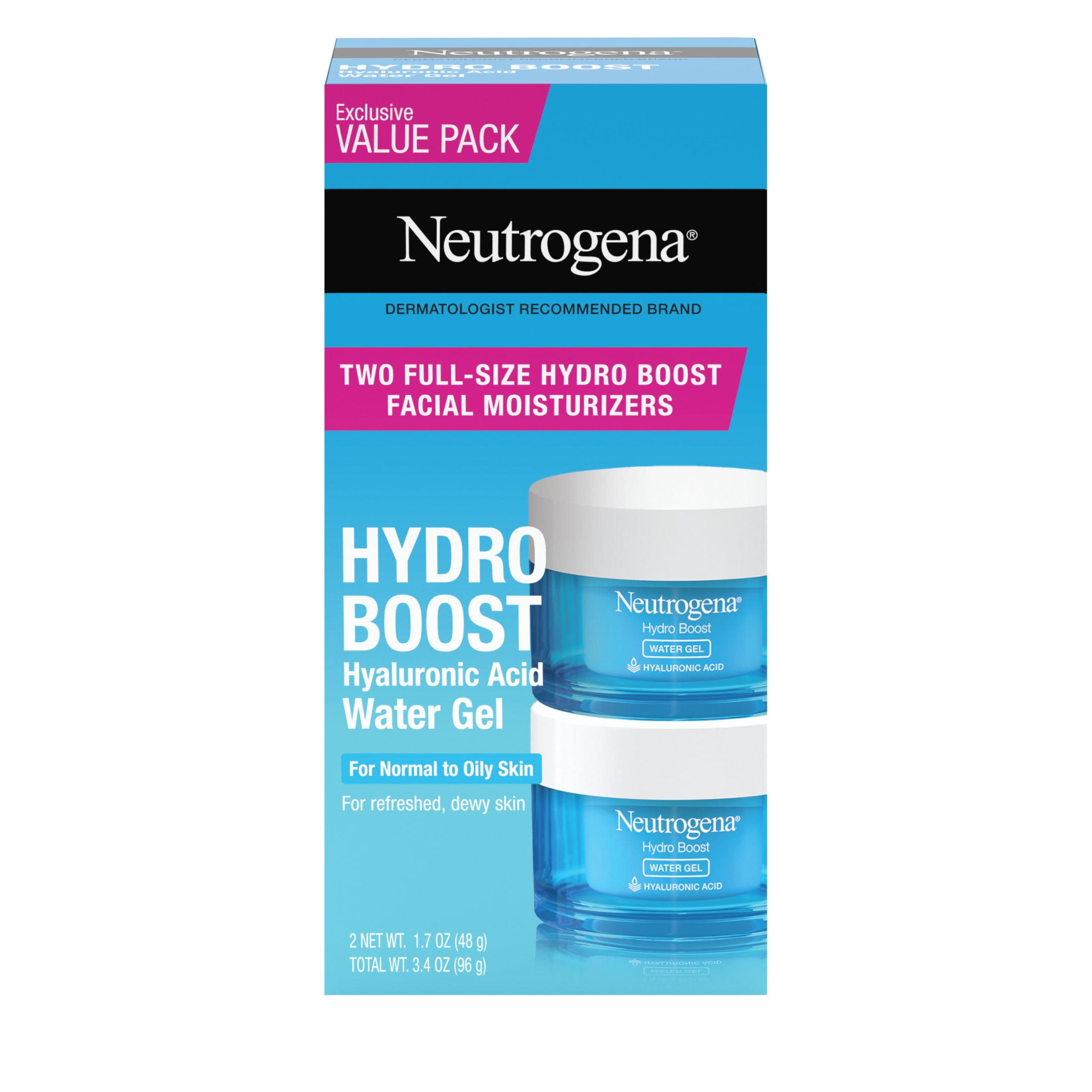 Neutrogena Hydro Boost Hyaluronic Acid Water Gel Moisturizer, 2 x