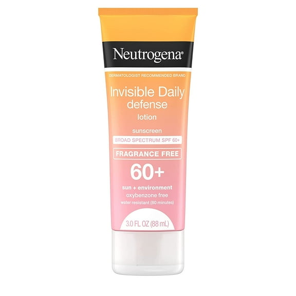 Neutrogena Invisible Daily Defense Fragrance-Free Sunscreen Lotion, Broad Spectrum SPF 60+, 3 Oz..