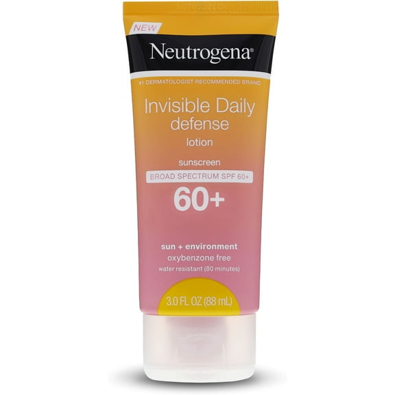 Neutrogena Invisible Daily Defense Sunscreen Lotion, Broad Spectrum SPF 60+, Oxybenzone-Free & Water-Resistant,3.0 fl. oz 1 ea (Pack of 6)