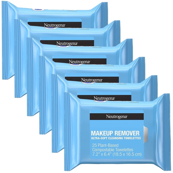Neutrogena Makeup Remover Cleansing Towelettes 25 Count (Pack of 6)