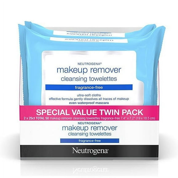 Neutrogena Makeup Remover Cleansing Towelettes And Wipes, Fragrance Free, 50 Ea , 3 Pack