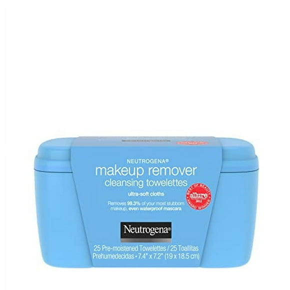 Neutrogena Makeup Remover Facial Cleansing Towelettes, Daily Face Wipes to Remove Dirt, Oil, Makeup & Waterproof Mascara, Gentle, Alcohol-Free, 25 ct