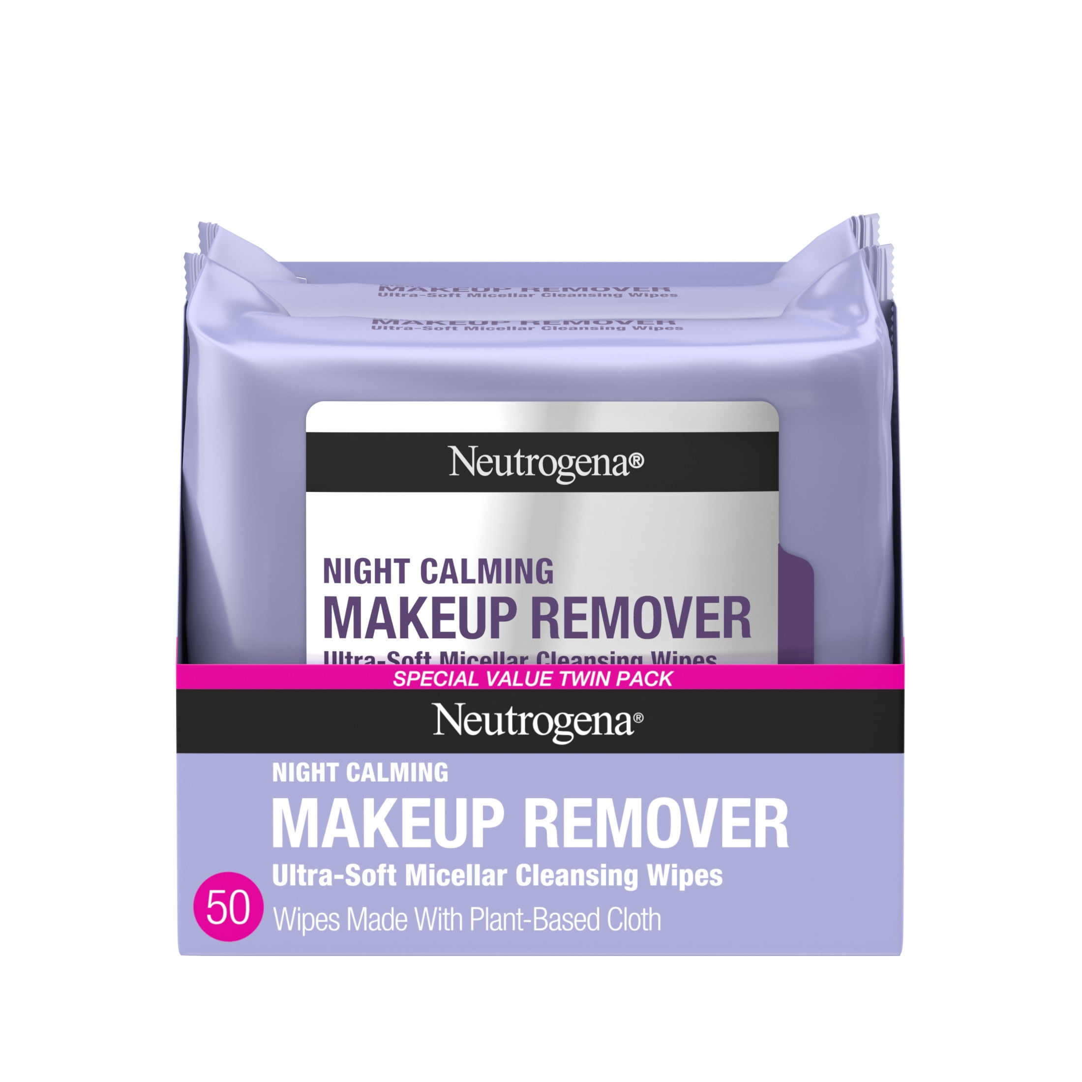 Neutrogena Makeup Remover Night Calming Wipes & Face Cleansing Towelettes, 25 Count, 2 Pack Face Wipes