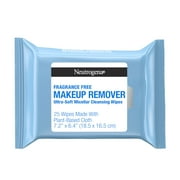 Neutrogena Makeup Remover Wipes & Face Cleansing Towelettes, Fragrance-Free, 25 Count