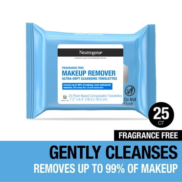 Neutrogena Makeup Remover Wipes & Face Cleansing Towelettes, Fragrance-Free, 25 Count
