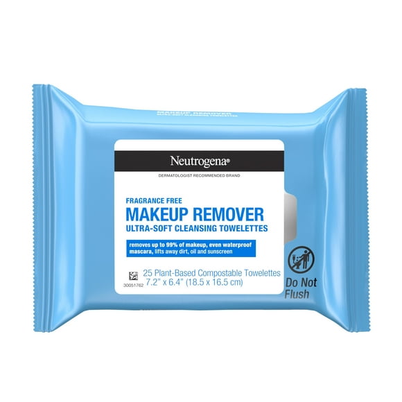 Neutrogena Makeup Remover Wipes & Face Cleansing Towelettes, Fragrance-Free, 25 Count