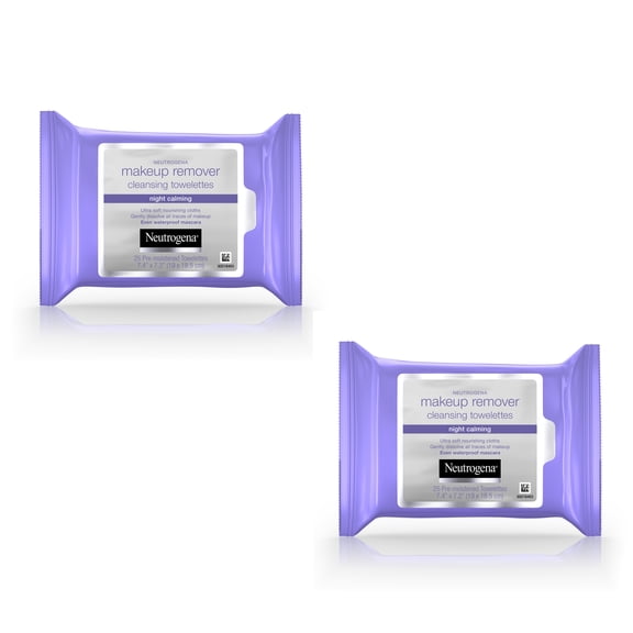 Neutrogena Night Calming Makeup Remover Cleansing Towelettes, 25 Count, 2 Pack