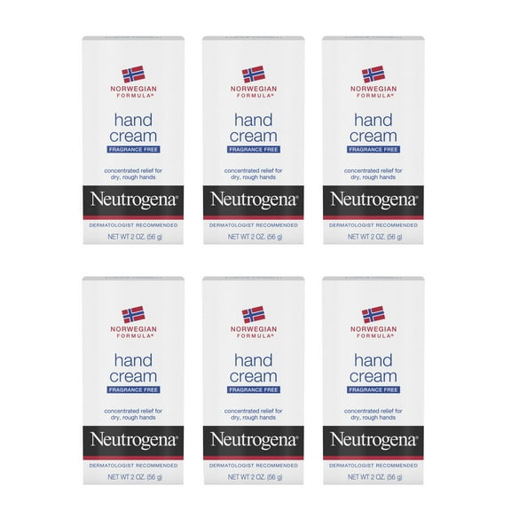 Neutrogena Norwegian Formula Dry Hand Cream, Fragrance-Free, 6 x 2 oz