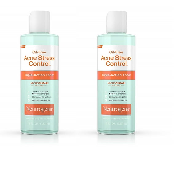 Neutrogena Oil-Free Acne Stress Control Triple-Action Toner, 8 Fl. Oz - 2 Pack
