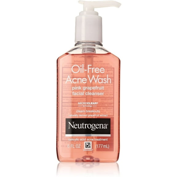 Neutrogena Oil-Free Acne Wash Face Cleanser, Pink Grapefruit 6 oz (Pack of 6)