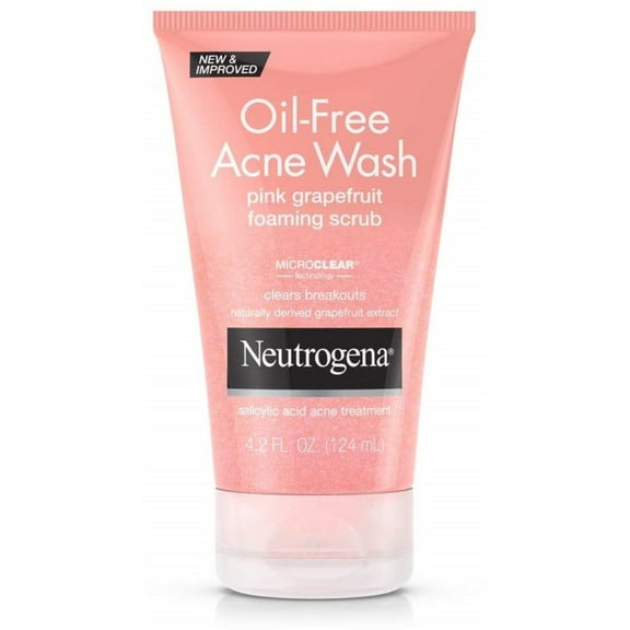 Neutrogena Oil-Free Acne Wash Foaming Scrub, Pink Grapefruit 4.2 oz (Pack of 4)