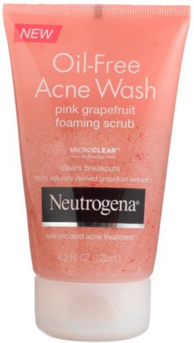 Neutrogena Oil-Free Acne Wash Foaming Scrub, Pink Grapefruit 4.2 oz (Pack of 6)