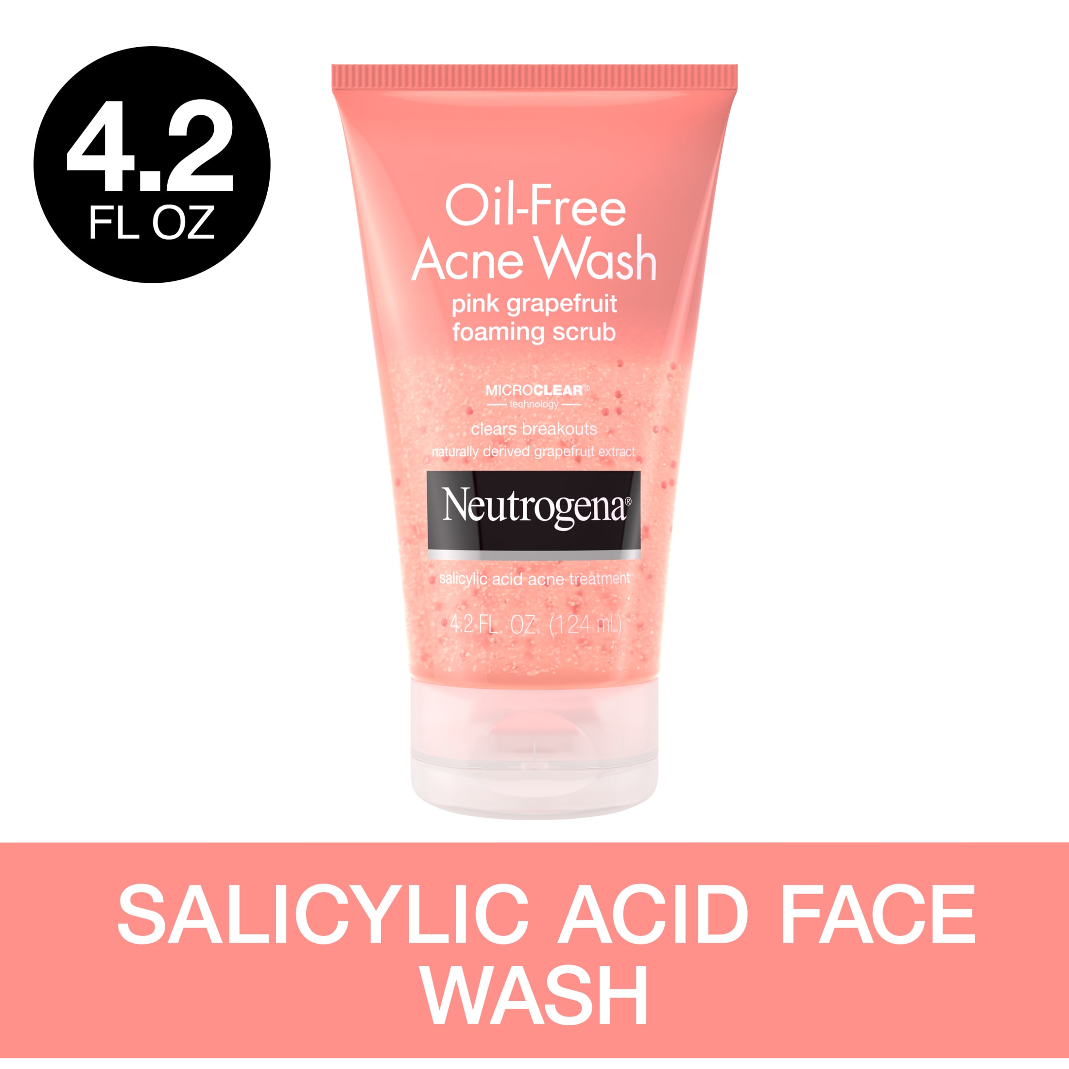 Neutrogena Oil-Free Acne Wash Pink Grapefruit Facial Scrub, 4.2 fl. oz - image 1 of 11