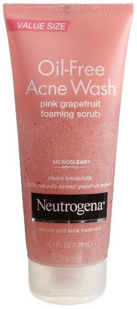 Neutrogena Oil-Free Acne Wash Scrub, Pink Grapefruit, Value Size, 6.7 Ounce