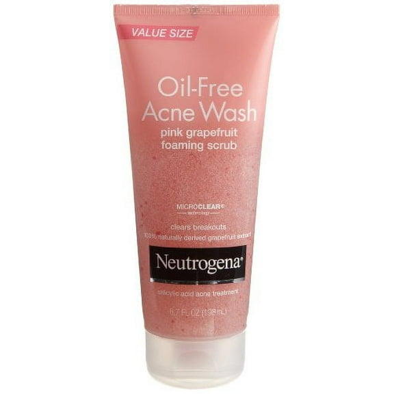 Neutrogena Oil-Free Acne Wash Scrub, Pink Grapefruit, Value Size, 6.7 Ounce