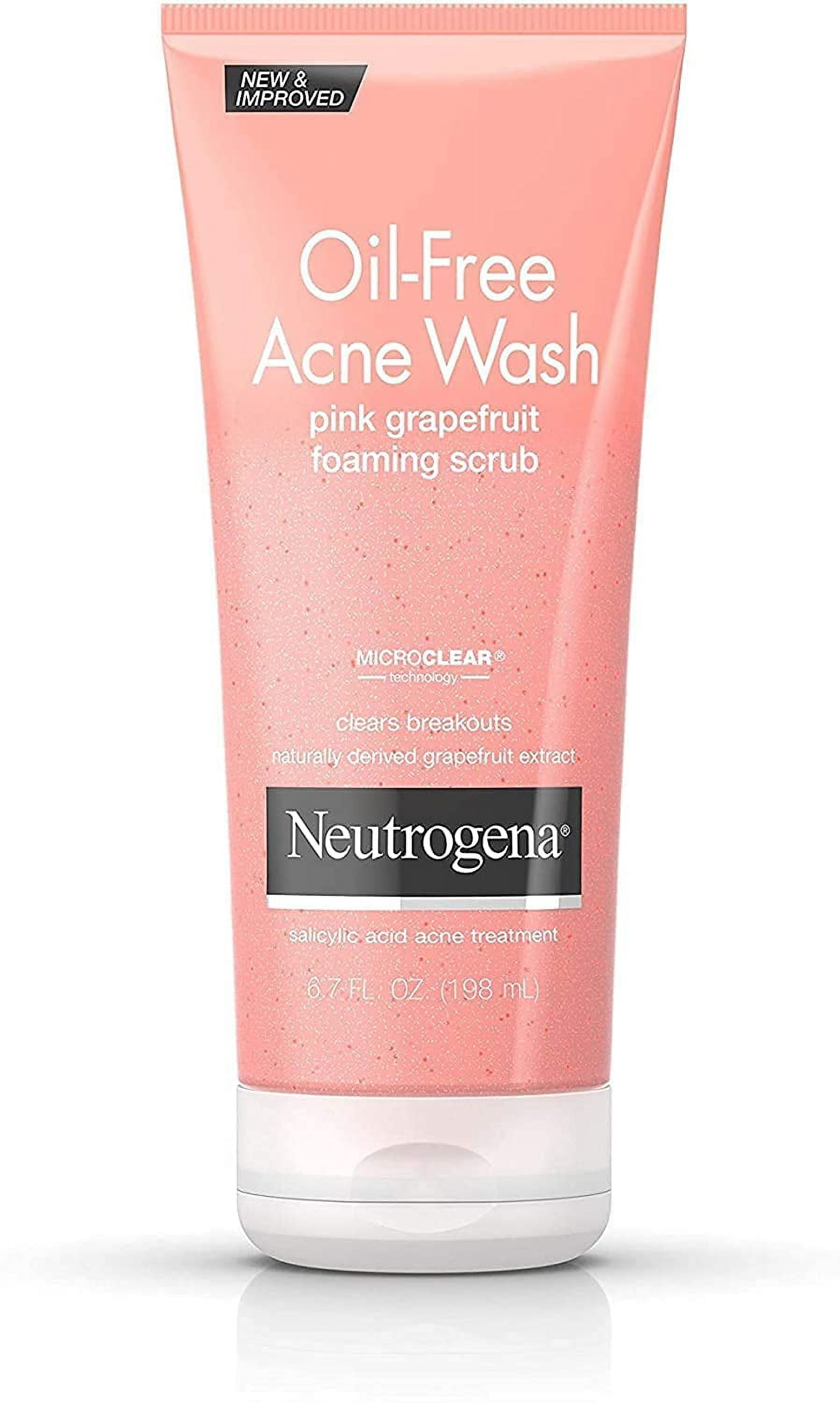 Neutrogena Oil-Free Acne Wash Scrub, Pink Grapefruit, Value Size, 6.7 Ounce