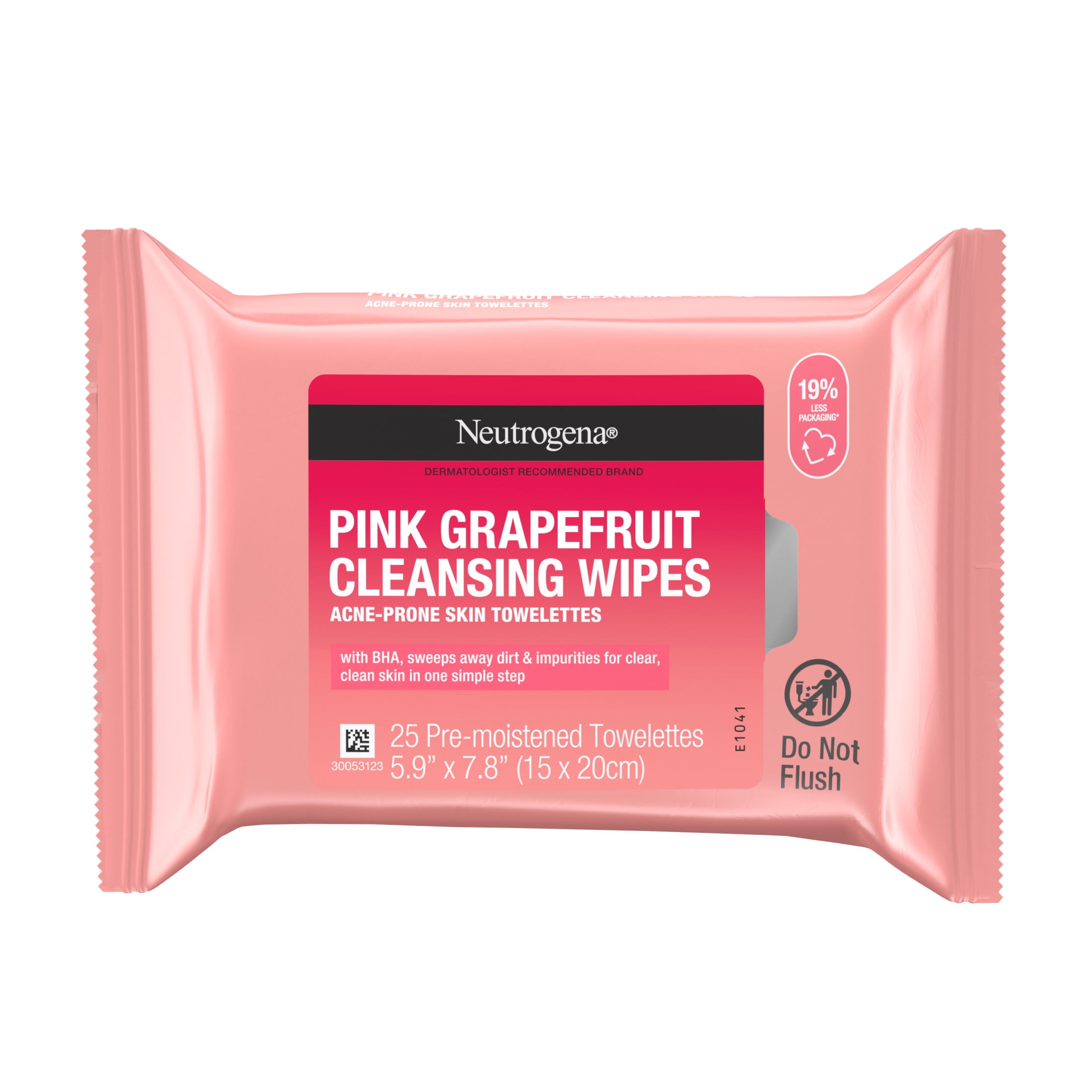 Neutrogena Oil-Free Facial Cleansing Wipes, Pink Grapefruit, 25 Count
