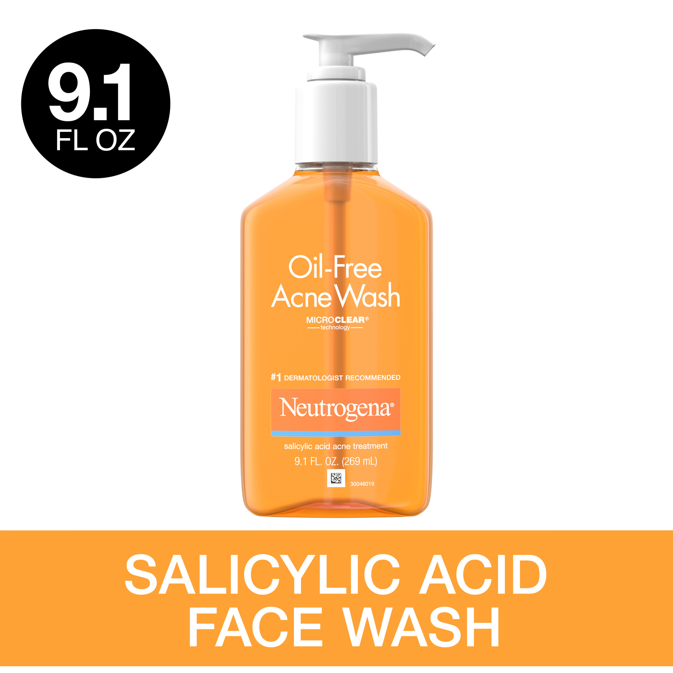 Neutrogena Oil-Free Salicylic Acid Acne Face Wash and Facial Cleanser, 9.1 fl oz - image 1 of 11